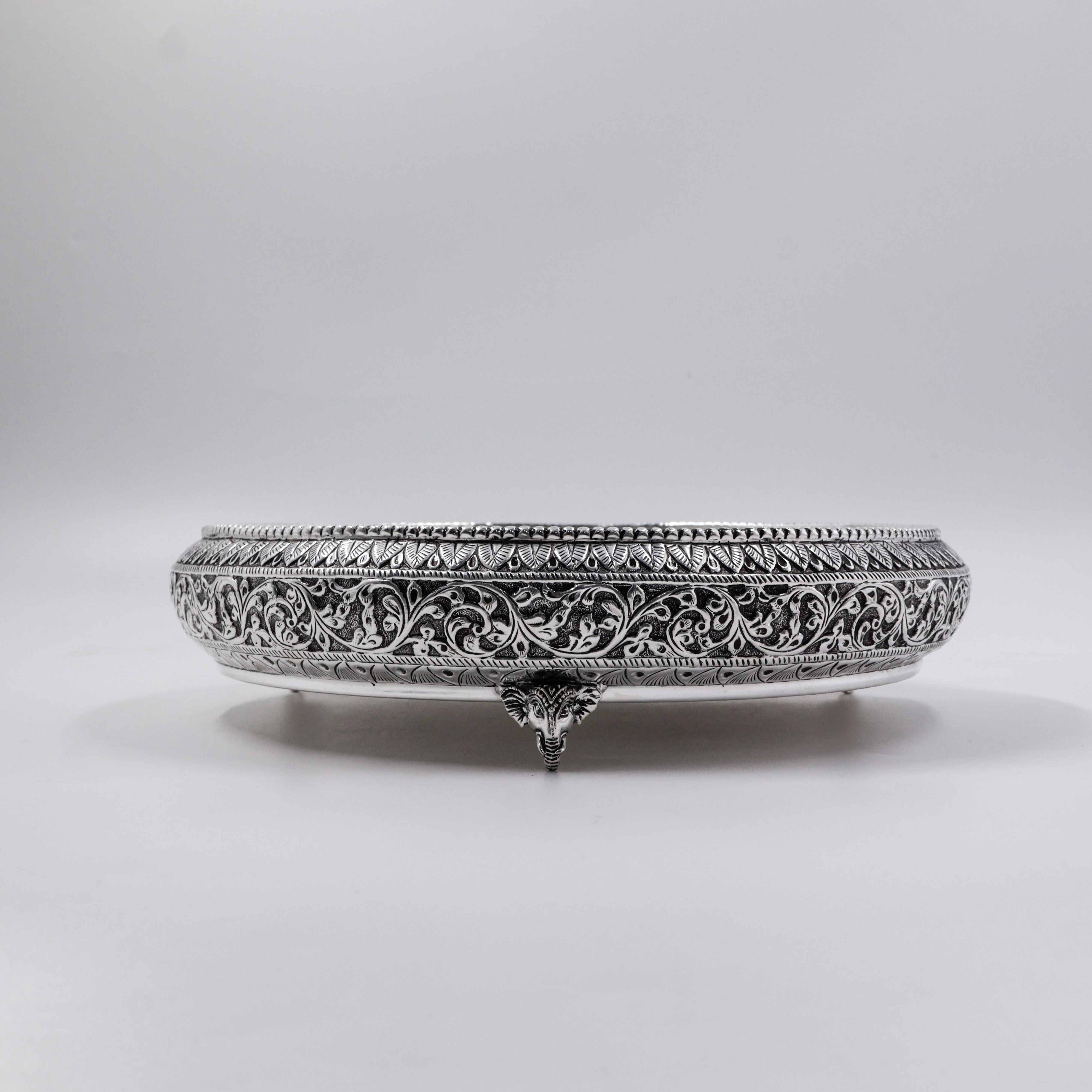 New Akshaya Jewellers - Silver Elephant Leg Plate Anitque Finish-92.5 Purity